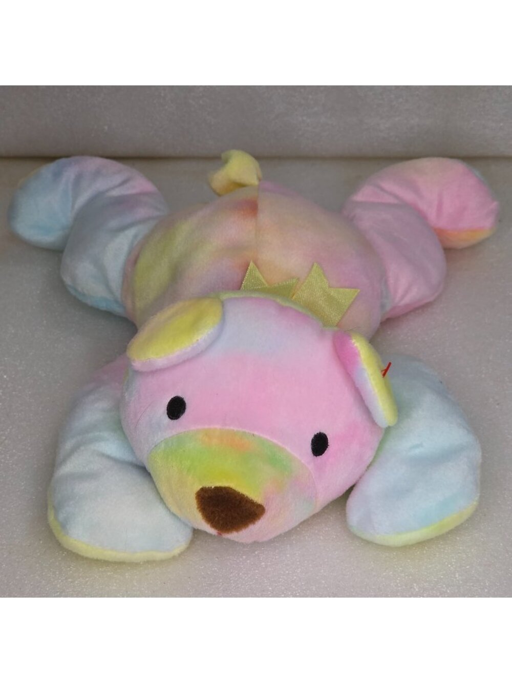Ty Pillow Pals Sherbet Tie Dyed Bear Vintage 1998 13" Plush Toy Yellow Bow